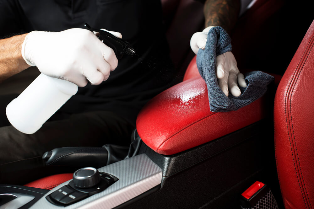 Inside of car receiving detailing attention